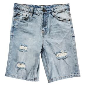 7 For All Mankind Denim‎ Bermuda Shorts Size 14 Medium Wash Distressed